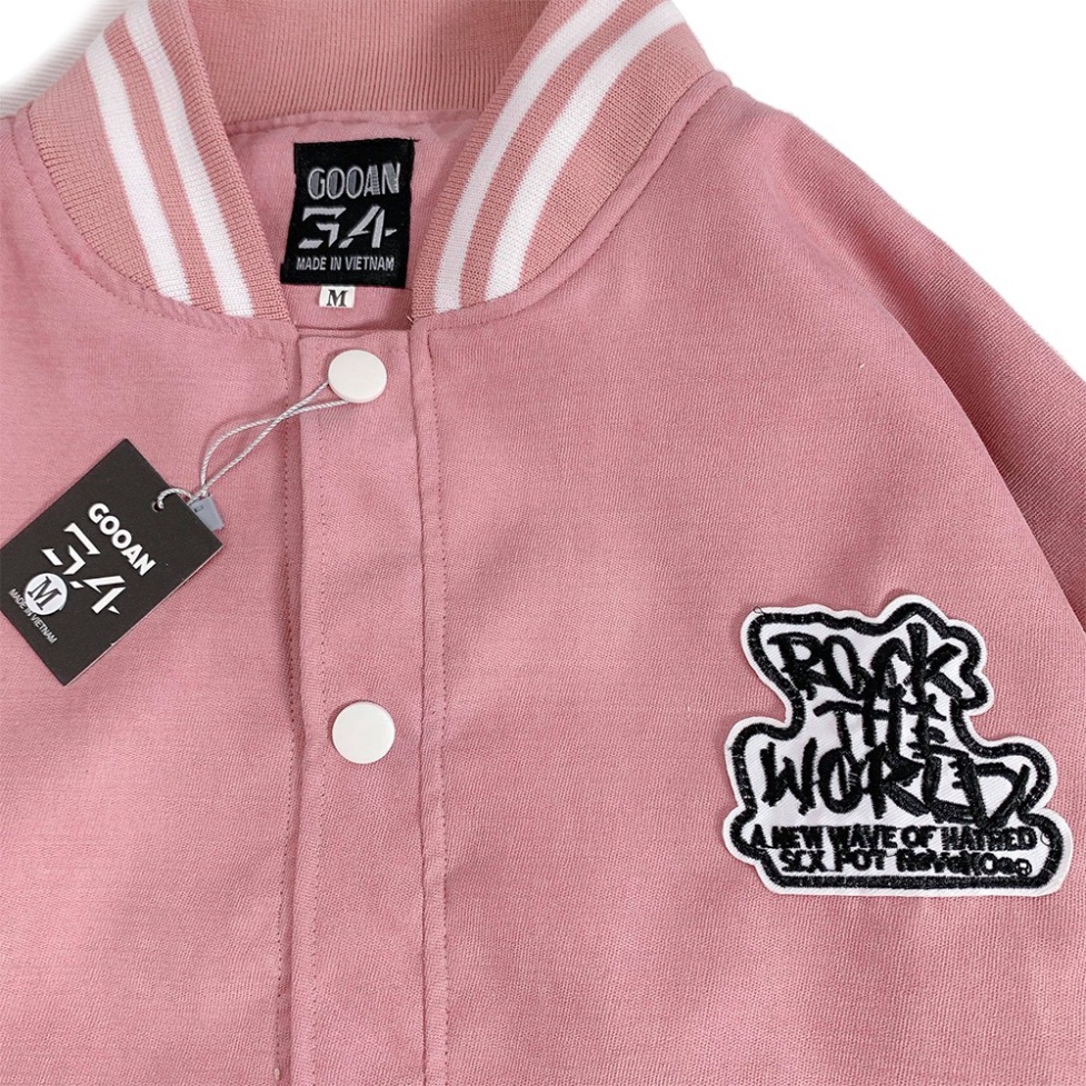 Áo khoác bomber varsity nam nữ ROCK THE WORLD 2 lớp Ulzzang Unisex | chống nắng | form rộng - Gooan - HÀNG MỚI VỀ