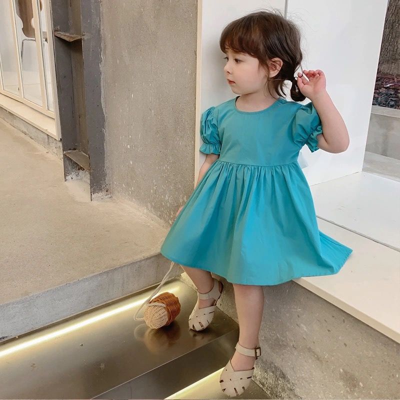 Đầm Công Chúa Tay Ngắn In Hình Bướm Phong Cách Hàn Quốc Thời Trang Mùa Hè Mới Dành Cho Bé Gái