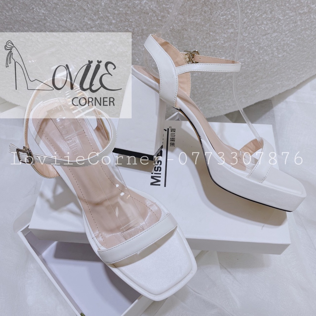 SANDAL CAO GÓT LOVIIECORNER - GUỐC NỮ MŨI VUÔNG 10 PHÂN - GIÀY THỜI TRANG QUAI NGANG MẢNH G220544