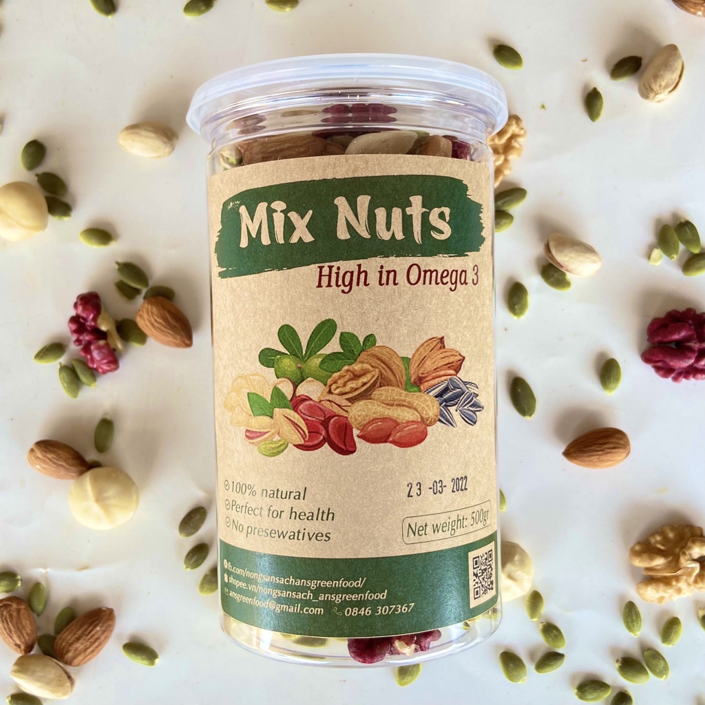 Mix Nuts 7 Hạt Dinh Dưỡng Cao Cấp Giàu Dinh Dưỡng - Tốt Cho Bà Bầu, Người Già, Trẻ Nhỏ - Nông Sản Sạch An's Green Food