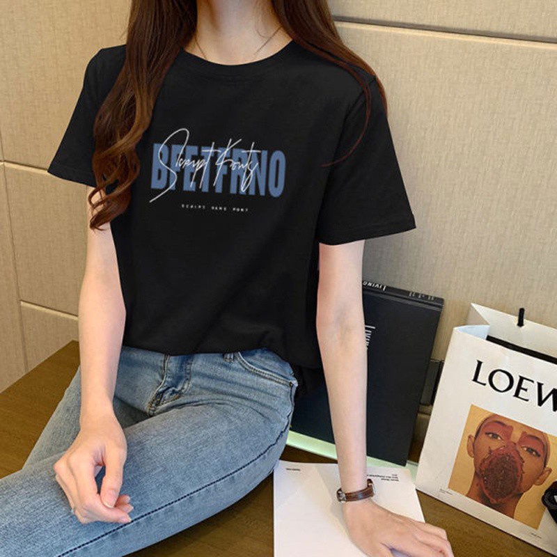 Áo thun tay ngắn dáng rộng in họa tiết đơn giản đa năng phong cách Hàn Quốc thời trang mùa hè hàng mới 2021 cho bạn nữ | BigBuy360 - bigbuy360.vn