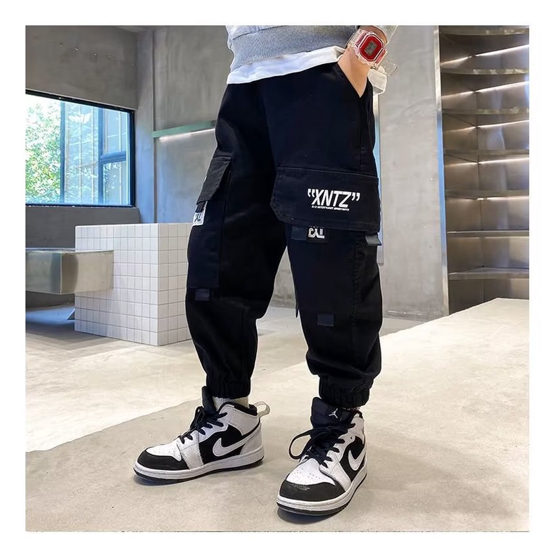 Quần Cotton Nguyên Chất 3 Túi Lớn Phong Cách Hàn Quốc Chống Mài Mòn Mùa Thu Đông Thường Ngày Cho Bé Trai