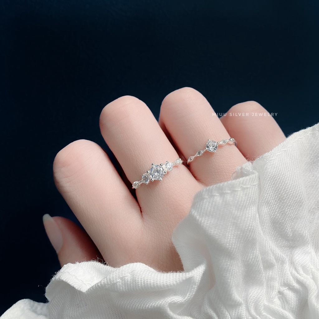 Nhẫn bạc nữ Miuu Silver đính đá xinh xắn, sang trọng Elina Ring