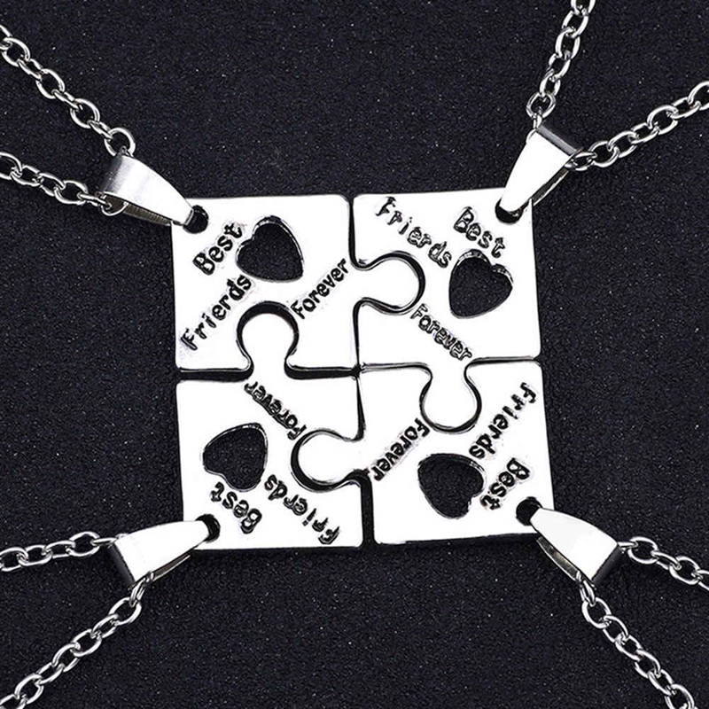 Tmdbyx Set 4 Vòng cổ mặt hình học bằng thép không gỉ cho bạn thân