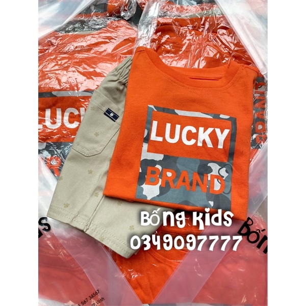 Bộ Hè Bé Trai Cỏ May Mắn Cam LuckyBrand