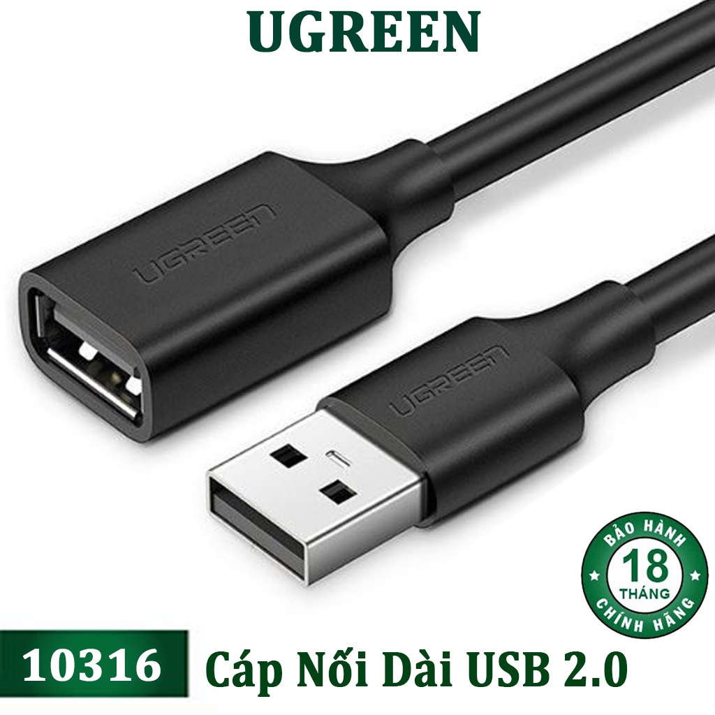 Cáp USB 2.0 Nối Dài Cao Cấp Ugreen 10313 10314 10315 10316 10317 10318 US103 Chính Hãng