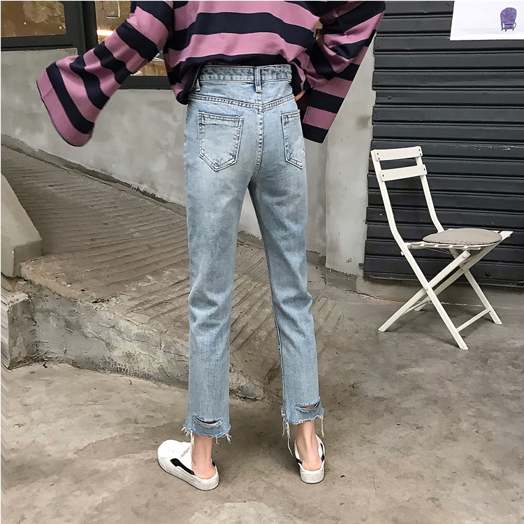 Quần Jeans Trơn Lưng Cao Dáng Ôm Thời Trang Mùa Hè Phong Cách Hàn Quốc Cho Nữ