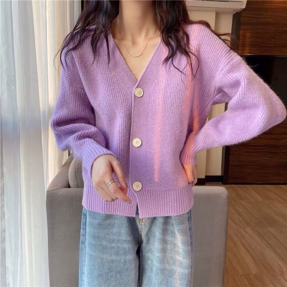 Áo Khoác Cardigan Len Tay Bồng Dài Có Khuy Chất Đẹp Long Lanh Che Đực Khuyết Điểm Cho Nữ | Bé Tiu Clothing