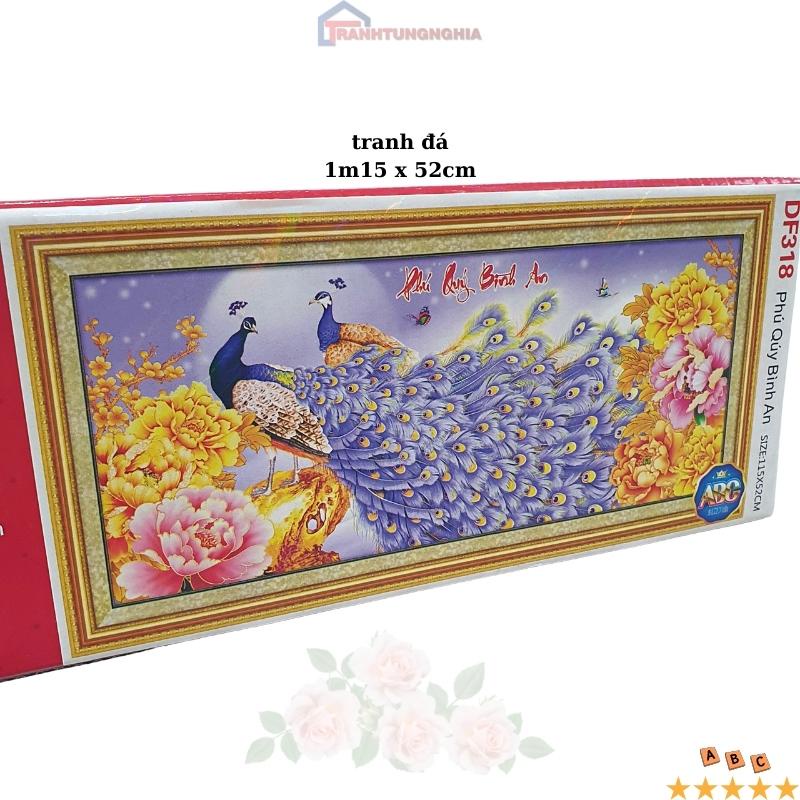 Tranh đính đá, tranh thêu chữ thập công phú quý bình an