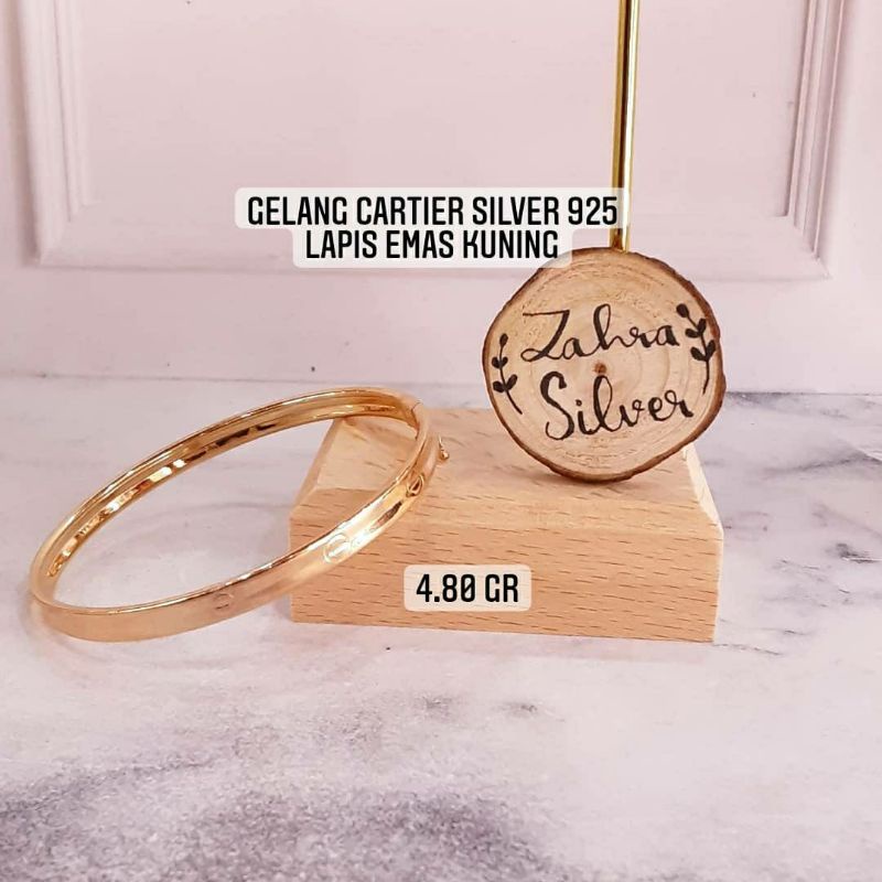 CARTIER Vòng Đeo Tay Mạ Bạc 925 Họa Tiết Hoa Cẩm Chướng Vàng Dễ Thương