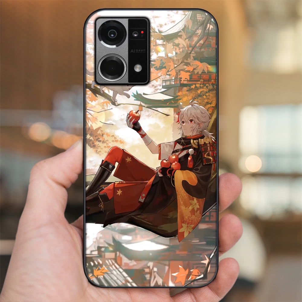 Ốp lưng Oppo Reno 7 4G viền đen in hình Kazuha Genshin Impact