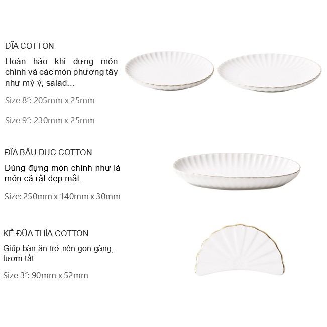 Set tân gia  6 người 20P Erato Cotton, hàng nhập khẩu Hàn Quốc (Set bát đĩa Hàn Quốc, Bộ bát đĩa)