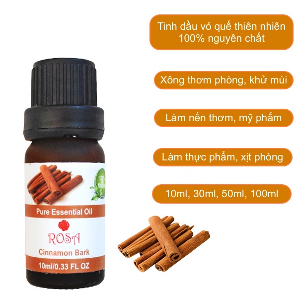 Tinh dầu vỏ quế nguyên chất 10ml dùng xông phòng, khử mùi với máy khuếch tán &amp; đèn xông tinh dầu, làm nến thơm, mỹ phẩm.