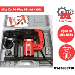 Máy đục bê tông OSUKA K1101 tặng 5 mũi khoan đục và chuyển khoan, máy đục công suất cao