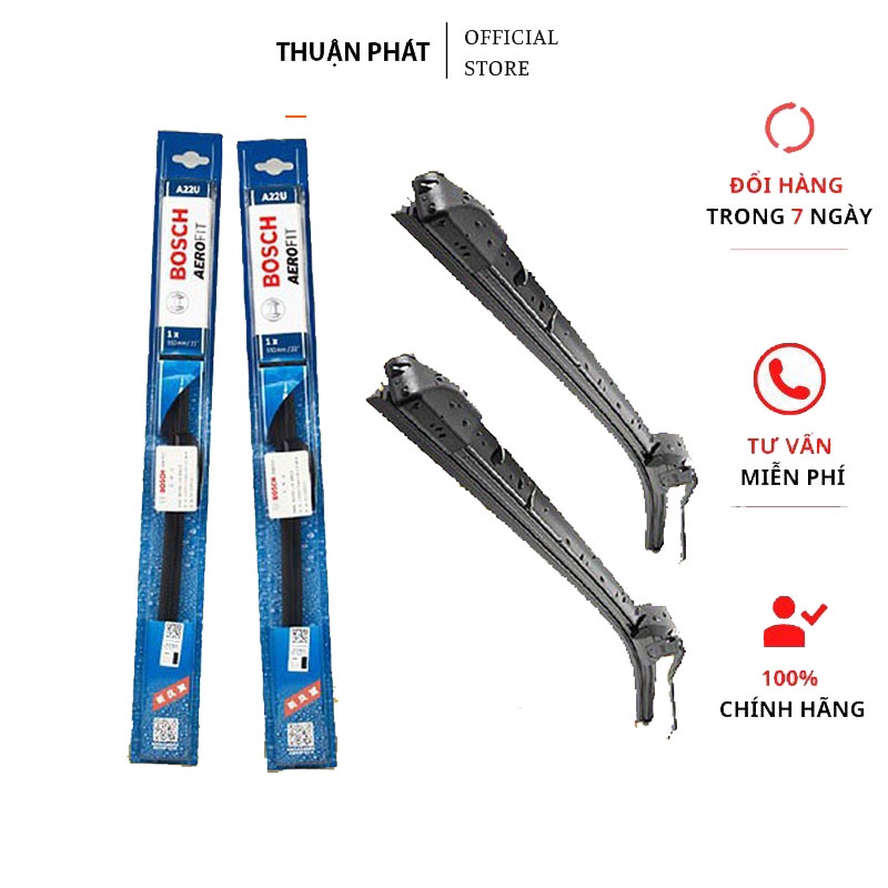 Gạt Mưa Ô Tô-Gạt Mưa Silicone 3 khúc BOSCH Mềm Siêu Sạch BOSCH AEROFIT Chính Hãng( Loại Ngàm U)