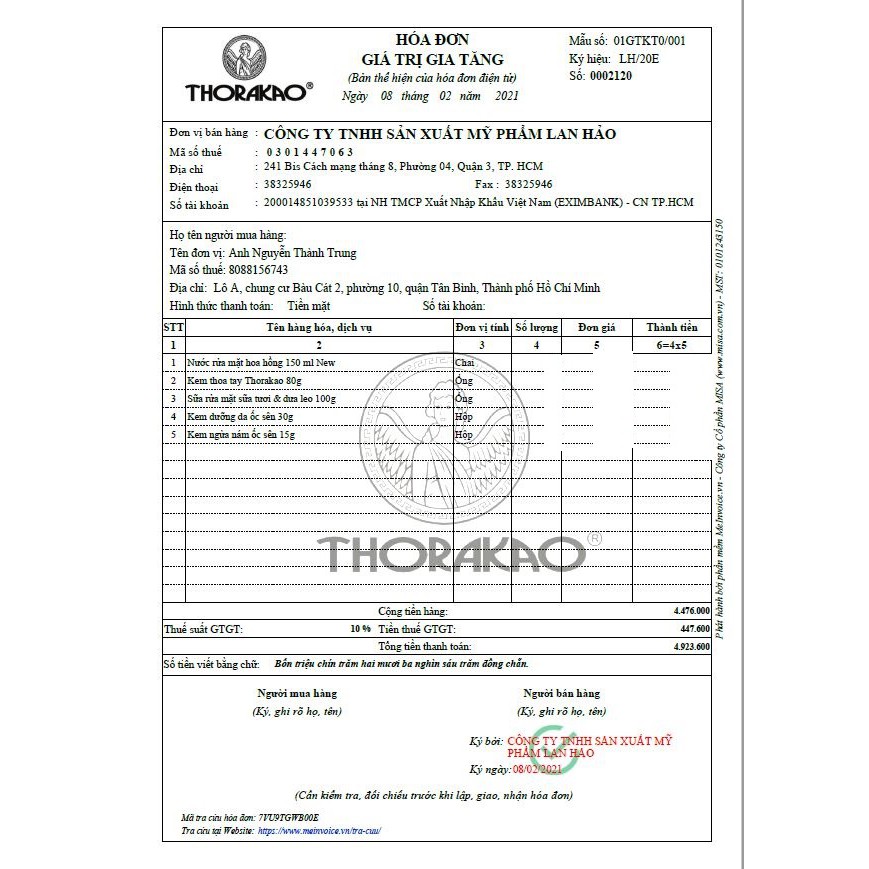 KEM THOA TAY THORAKAO 80ML