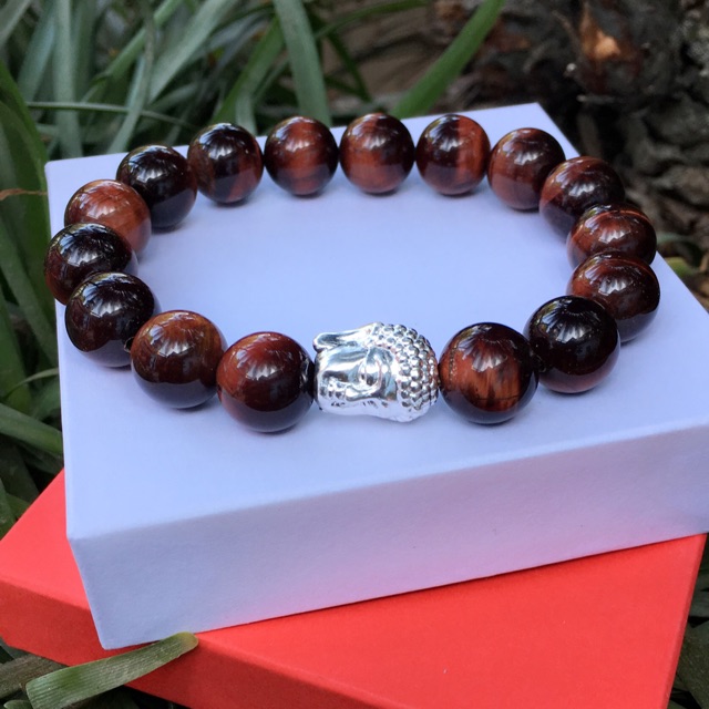 VÒNG TAY 12 LY NÂU ĐỎ MIC PHẬT