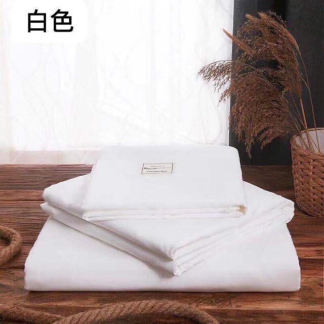 Bộ chăn ga gối cotton tc chuẩn loại 1 màu trắng khách sạn nhà nghỉ homestay villa