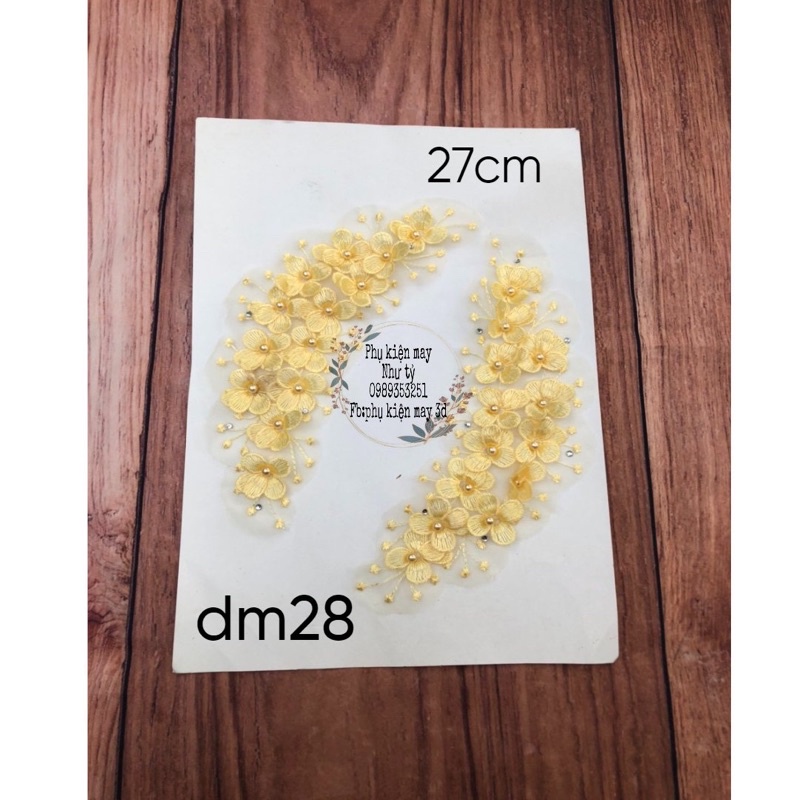 cặp ren thêu hoa 3d nhí xinh xắn 27cm