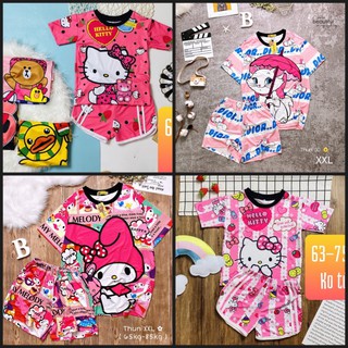 Đồ bộ bigsize đùi thun lạnh 3D (63-75kg)  Đồ bộ thun lạnh đùi bigsize. F5' - mèo - kitty - thỏ melody - maruko - minnie