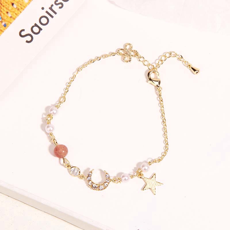 Vòng tay nữ ngọc trai lắc tay nữ hình mặt trăng ngôi sao xinh xắn dễ thương | BigBuy360 - bigbuy360.vn