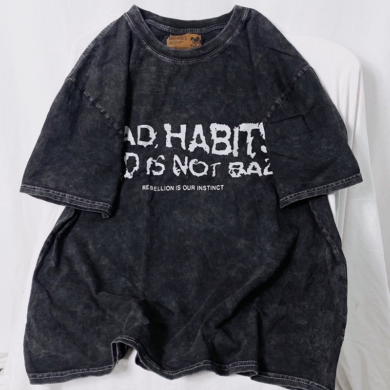 Áo thun tay lỡ Rebel wash xám / Nam nữ unisex ❤️ Áo phông cổ tròn form rộng Jaystoree
