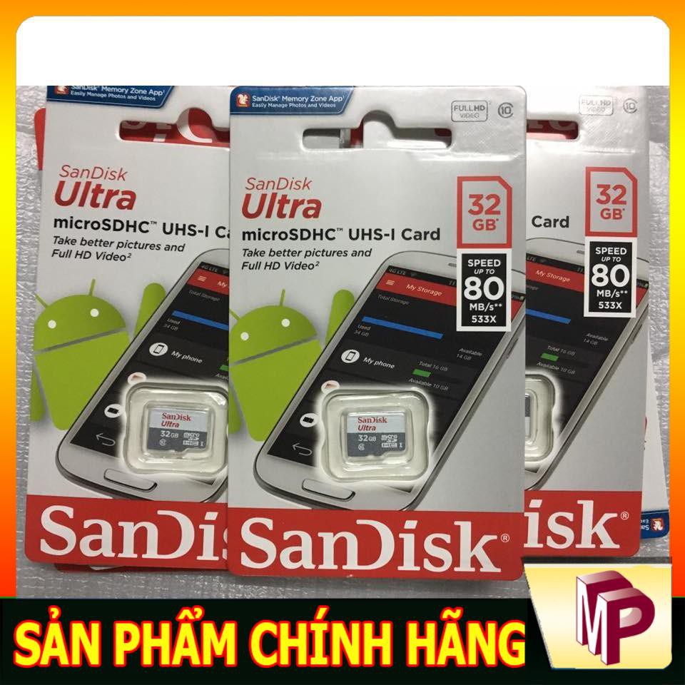 Thẻ nhớ Micro SD Sandisk Ultra 32gb class 10 bảo hành 7 năm - Minh Phong Store