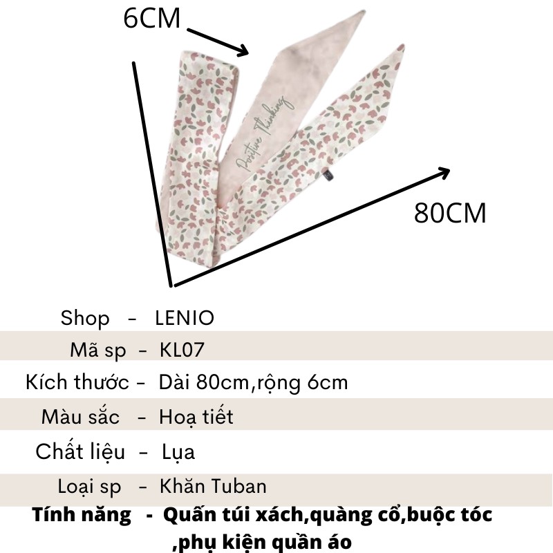 Khăn lụa turban quấn túi xách buộc tóc hàn quốc LENIO KL07