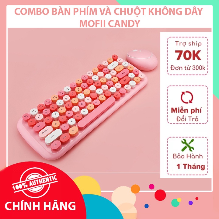 Combo bàn phím và chuột Candy ko dây giả cơ 84 phím, dùng cho laptop tivi tablet điện thoại có kèm đầu chuyển | BigBuy360 - bigbuy360.vn