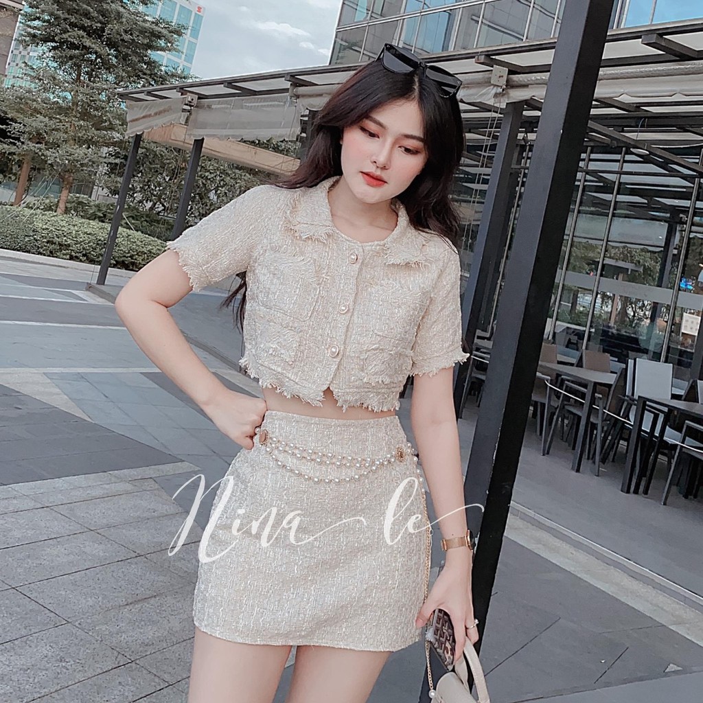 Set Dạ Cúc Ngọc Túi Ngực Chân Váy | BigBuy360 - bigbuy360.vn