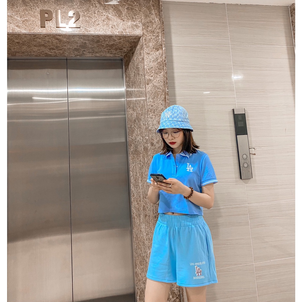 Bộ thể thao croptop hè NY sành điệu, Set áo Polo croptop và quần LA, NY FULL TAG