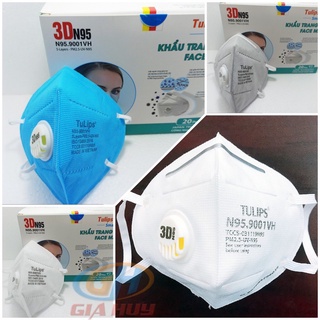 Khẩu trang 3d n95 tulips không bí hơi có van 1 chiều