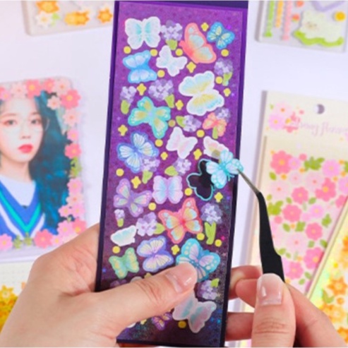 Sticker Forest Garden lấp lánh hình dán trang trí sổ tay toploader | BST147