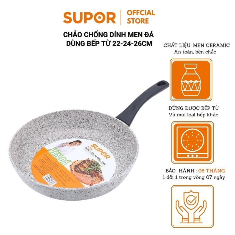 Chảo vân đá chống dính Supor dùng trên bếp từ Rock F23A28IH-28cm