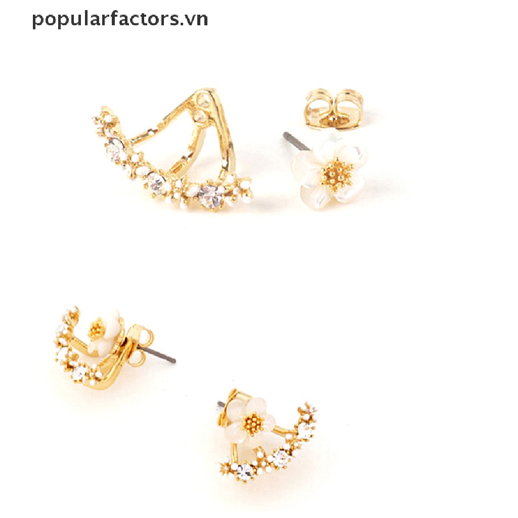 Bông Tai Hình Hoa Cúc Đính Pha Lê Dễ Thương Dành Cho Nữ