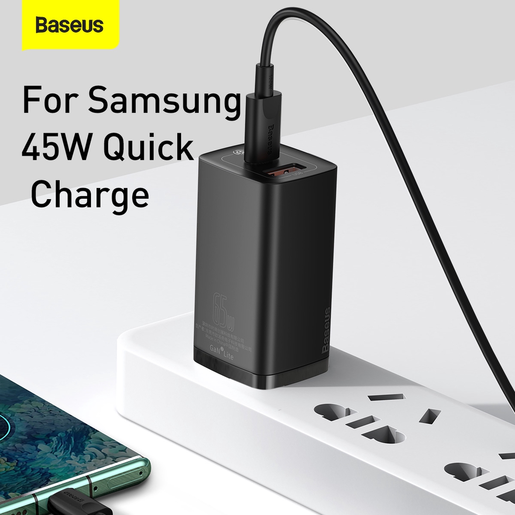 Bộ sạc nhanh 02 cổng 65W cho điện thoại và Laptop Baseus GaN2 Lite Quick Charger