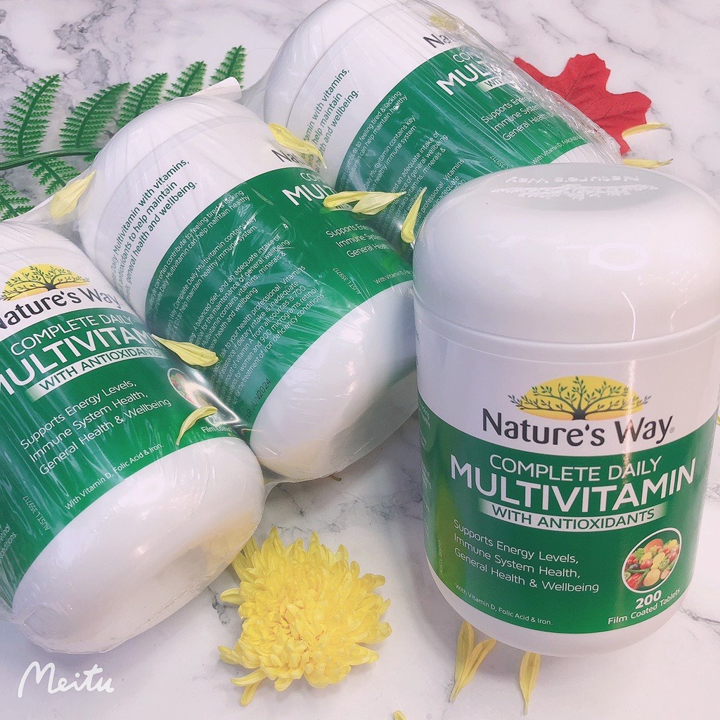 Viên Uống Vitamin Tổng Hợp Và Tảo Biển Nature’s Way Complete Daily Multivitamin Của Úc 200 Viên Hàng bay Air - Đủ Bill