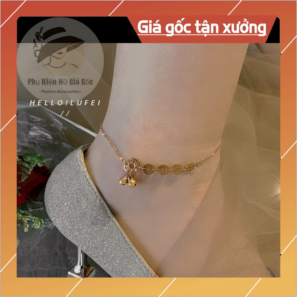 Lắc Chân Nữ Kim Tiền Bằng Titan Không Phai Màu Cá Tính Gợi Cảm