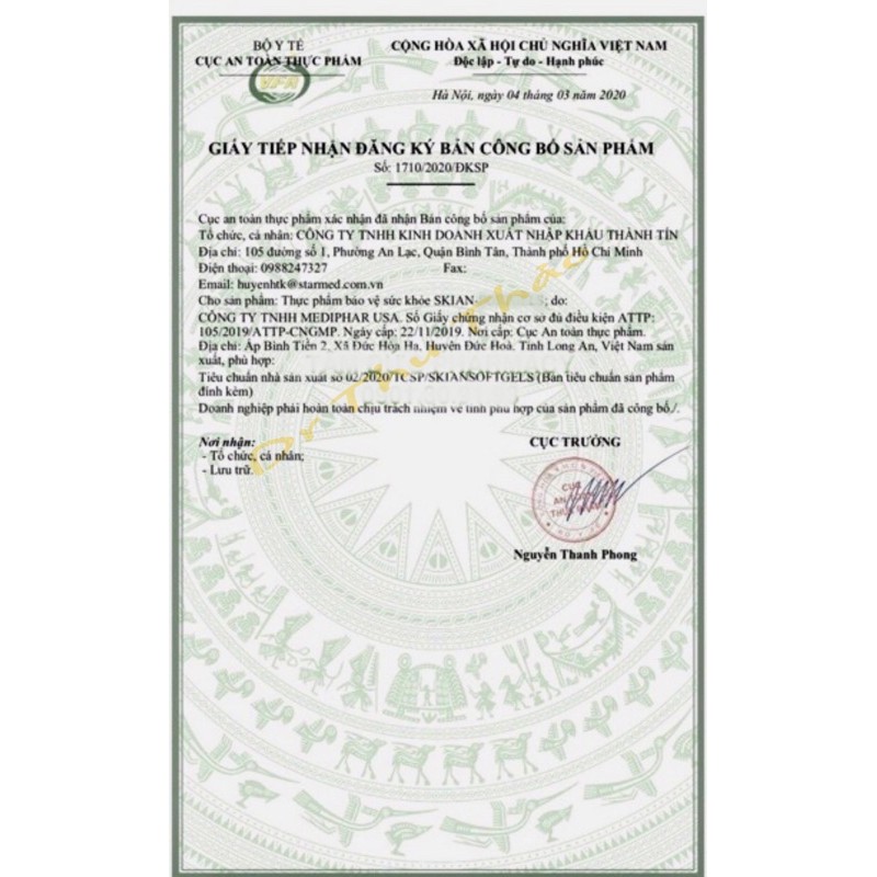 VIÊN UỐNG SKIAN HỖ TRỢ GIẢM MỤN SÁNG DA