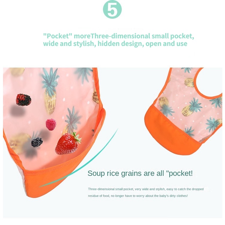 Yếm Ăn Có Túi Chống Thấm Nước Tiện Lợi Cho Bé