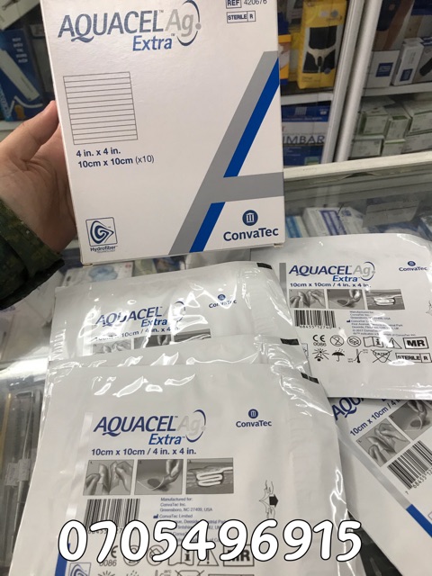 Gạc vết thương Aquacel Ag Extra ConvaTec USA ( Hộp 10 miếng )