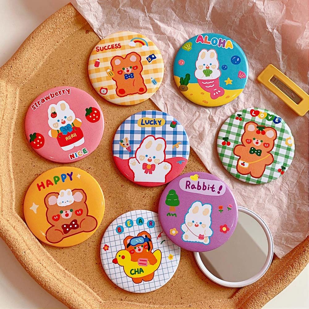 [Hàng mới về] Gương trang điểm hình tròn mini họa tiết hoạt hình dễ thương dành cho bạn gái