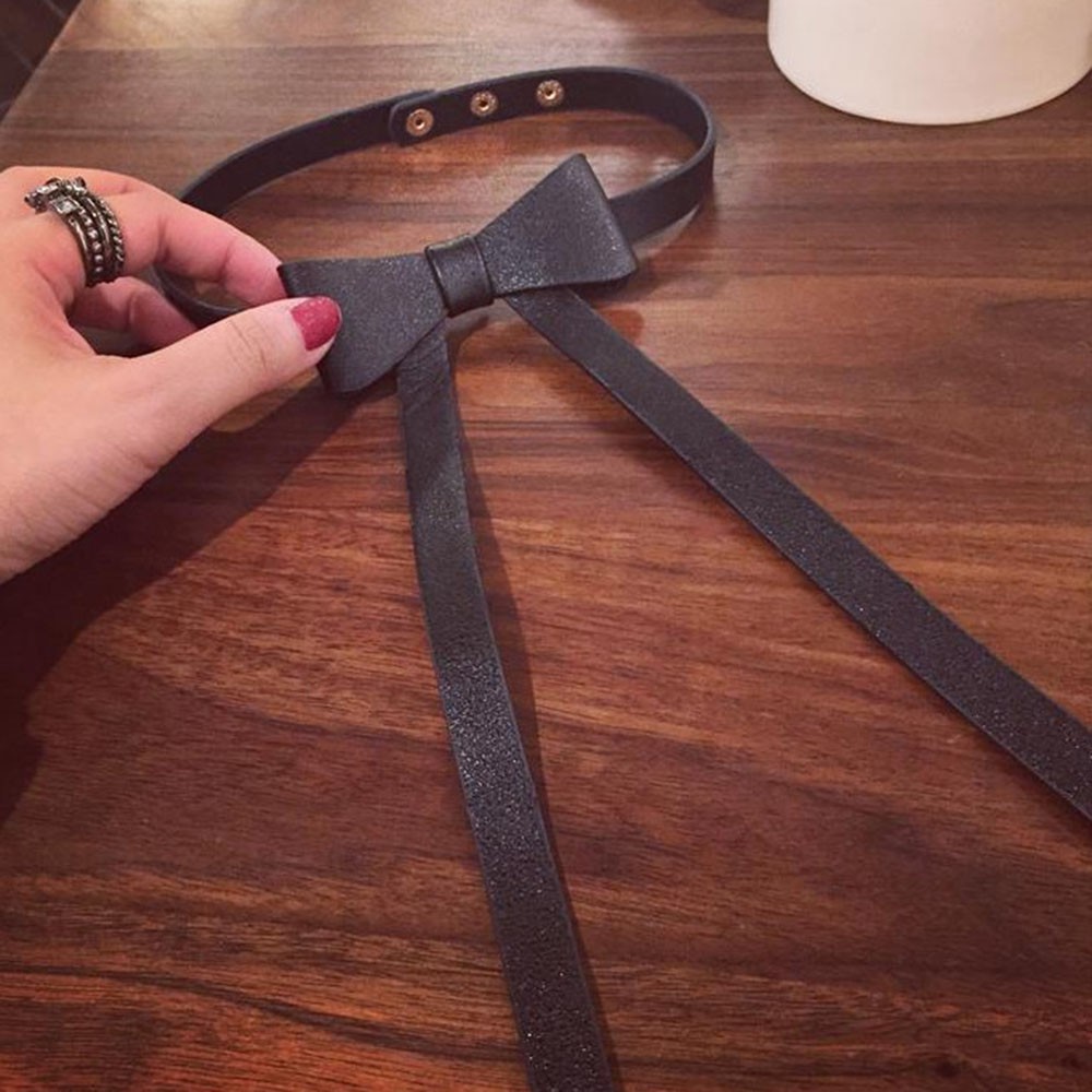 Vòng cổ da thắt nơ phong cách Punk