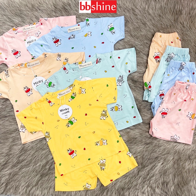 Đồ bộ cho bé trai và bé gái, Bộ Minky Mom cho bé 5-15kg chất vải mềm mịn màu sắc tươi sáng BBShine – BVN049