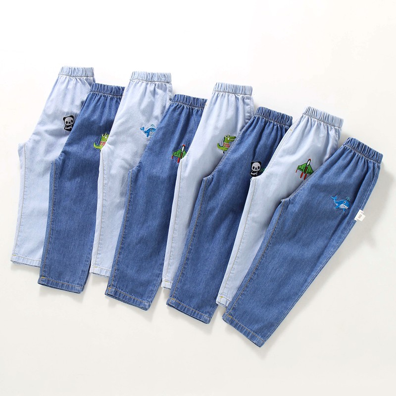 Quần Jeans Thêu Hình Động Vật Cho Bé Trai