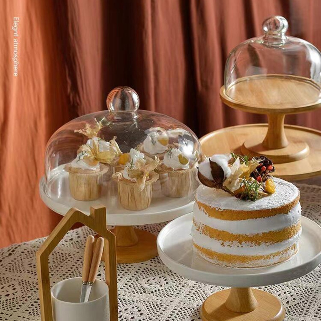 [Flameameer1] Khay Thủy Tinh Đựng Thức Ăn Sáng / Phô Mai Nắp Vòm Có Nắp Đậy