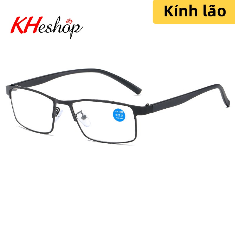 Kính viễn thị gọng vuông kim loại TR90 chống ánh sáng xanh, , tròng chất liệu nhựa thông mã Y8049