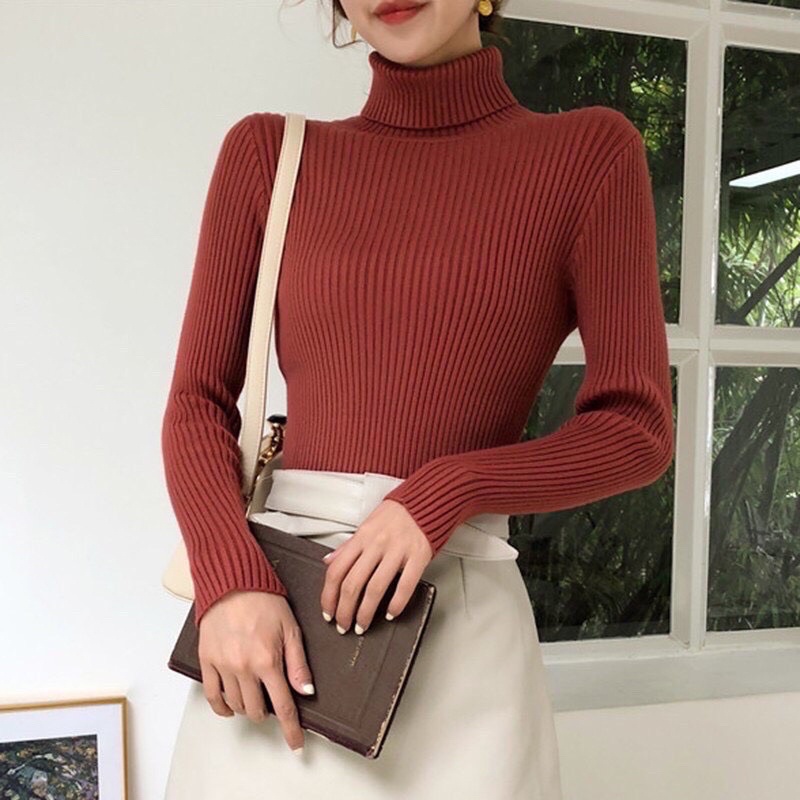Áo len nữ trơn cổ lọ siêu ấm , chất dày đẹp .LA