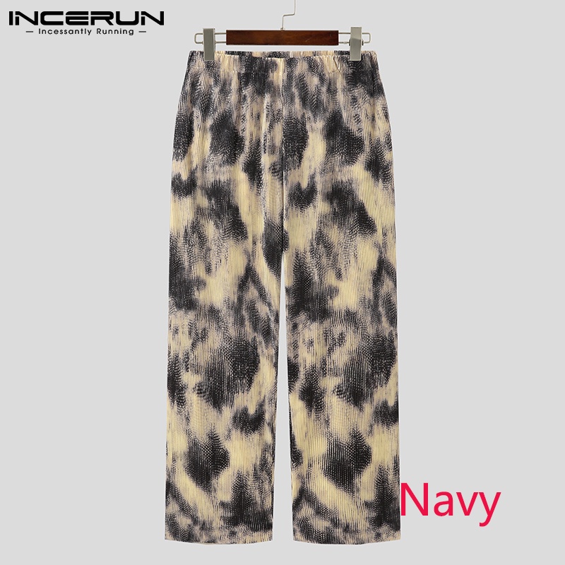 Quần baggy INCERUN ống rộng màu loang hợp thời trang cho nam