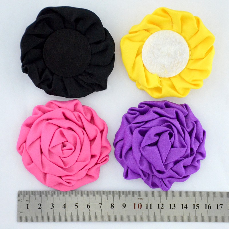 8cm hoa hồng satin hoa hồng lụa cuốn sẵn phụ kiện tóc trang phục